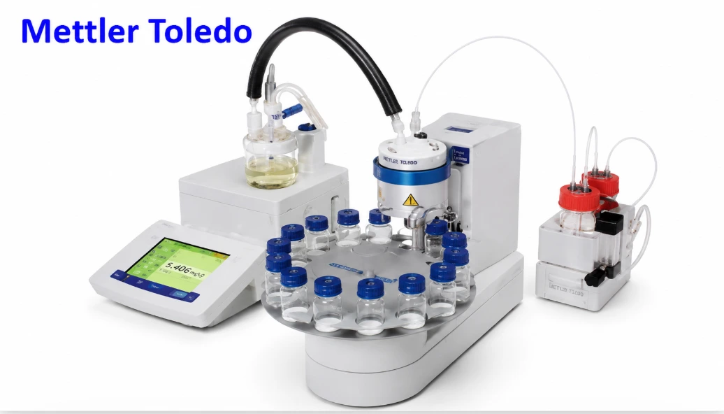 Karl Fischer moisture tester used to measure residual water content in lithium-ion battery electrodes after vacuum baking.