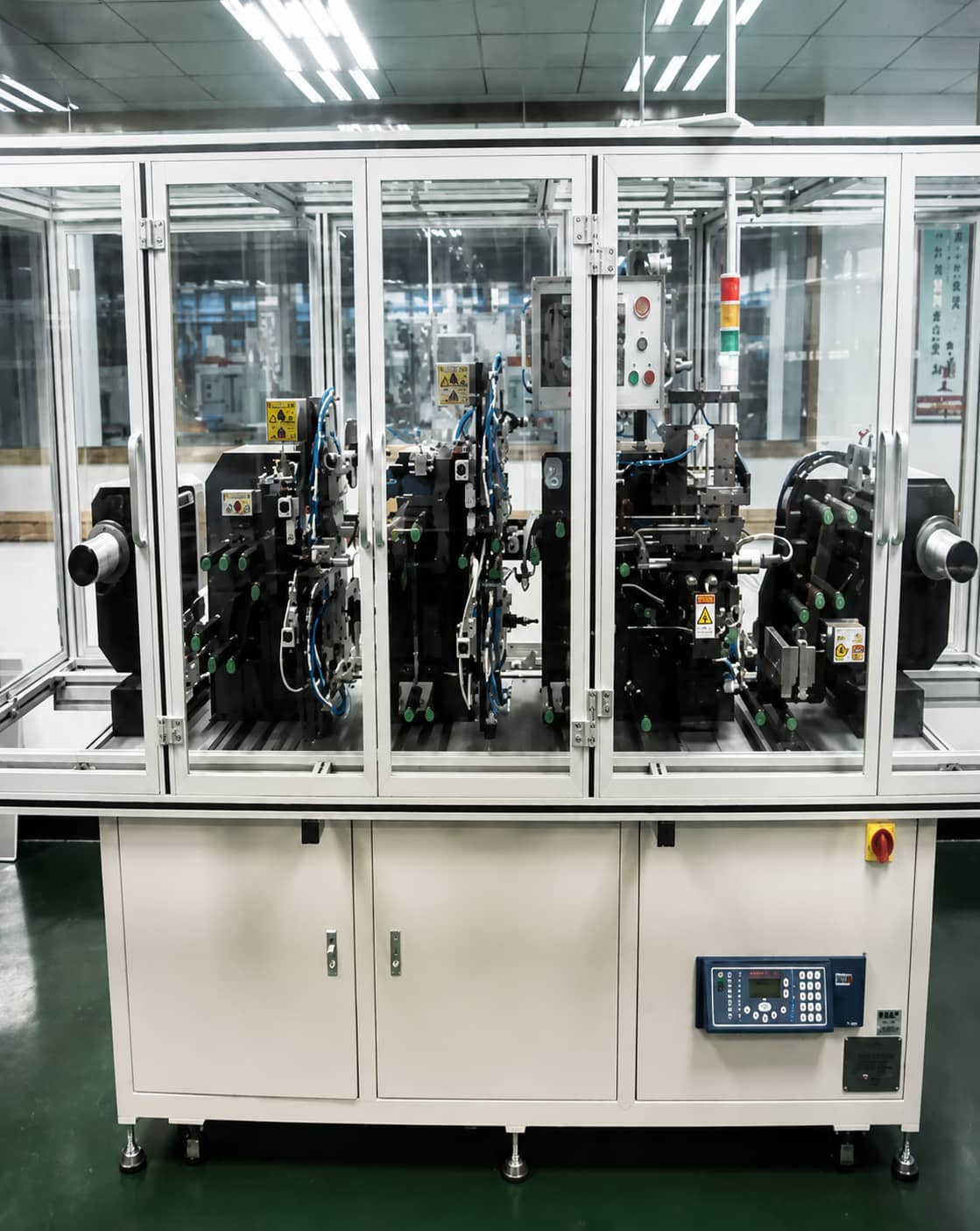 Lithium-ion battery tab welding process connecting aluminum cathode tabs and nickel anode tabs to electrodes during pouch cell assembly.